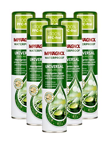 Imprägnol Waterproof Universal 100% PFC-frei: Imprägnier-Spray geeignet für Textilien, Leder und Hightechgewebe, 400 ml, 6er Pack