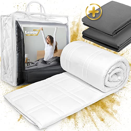 Leroo® Gewichtsdecke 135x200 8kg [ÖkoTex Zertifiziert] inklusive Decken- & Kissen-Bezug - Therapiedecke gegen Schlafstörung und Anti-Stress - Schwere Decke für magische Sommer & Winter