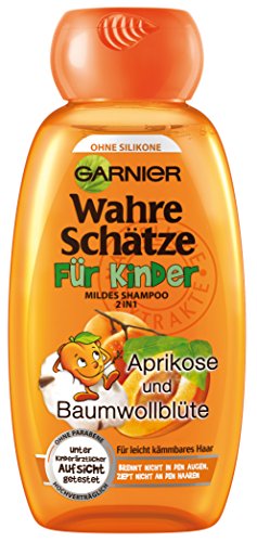 Garnier Wahre Schätze Mildes Shampoo für Kinder, Haarshampoo mit Aprikose und Baumwollblüte, Kindershampoo (3 x 250ml)