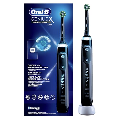 Oral-B Genius X Elektrische Zahnbürste/Electric Toothbrush, 6 Putzmodi für Zahnpflege, künstliche Intelligenz & Bluetooth-App, Geschenk Mann/Frau, Designed by Braun, schwarz